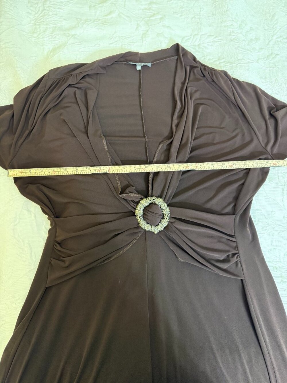 Addition Elle Plus Size Y2K Brown Ring Detail Midi Dress Size 20 - Picture 4 of 5